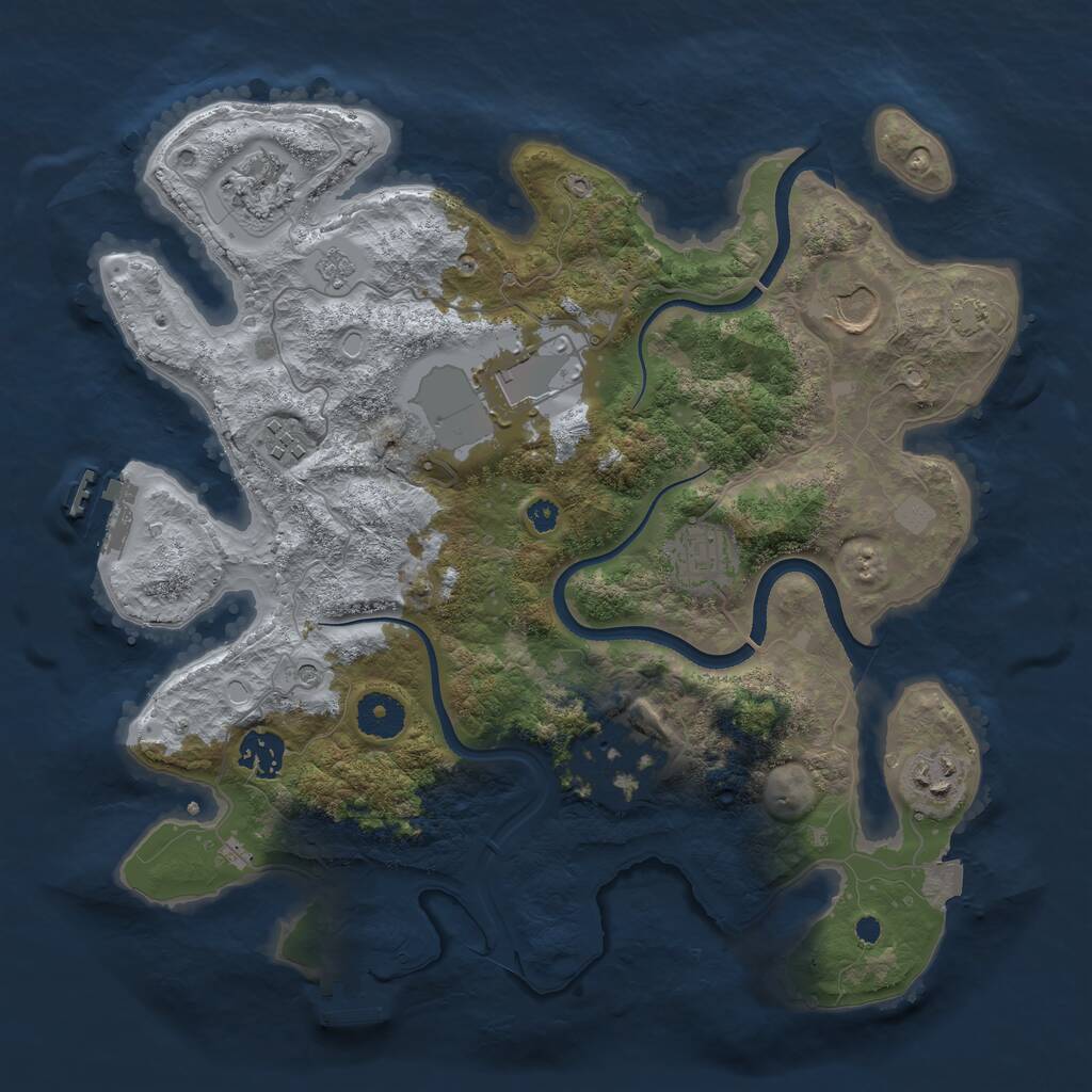 Rust Map: Procedural Map, Size: 3500, Seed: 2026660546, 14 Monuments