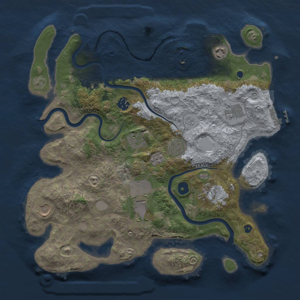 Rust Map: Procedural Map, Size: 3750, Seed: 3793721, 15 Monuments