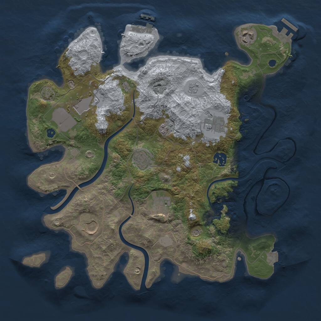 Rust Map: Procedural Map, Size: 3500, Seed: 255353765, 14 Monuments