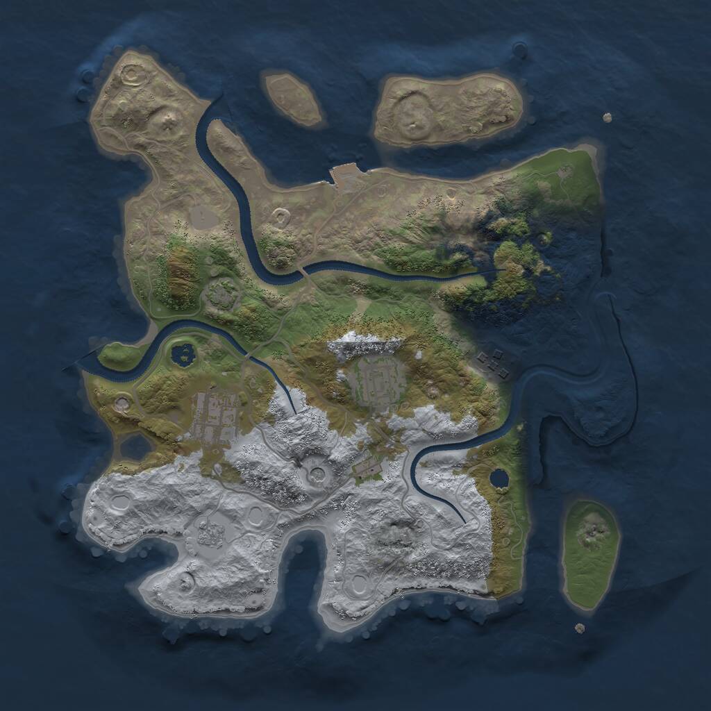 Rust Map: Procedural Map, Size: 3000, Seed: 36412, 7 Monuments