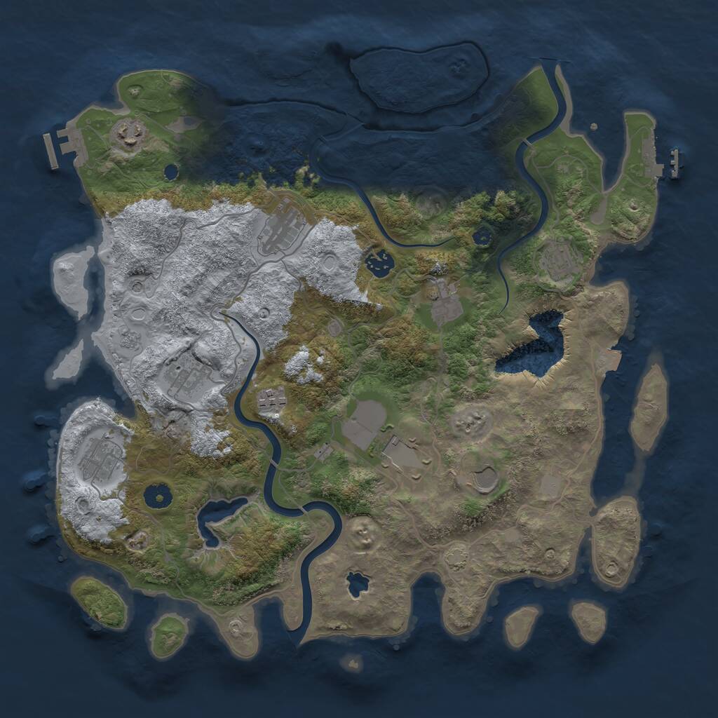 Rust Map: Procedural Map, Size: 4000, Seed: 553802895, 16 Monuments