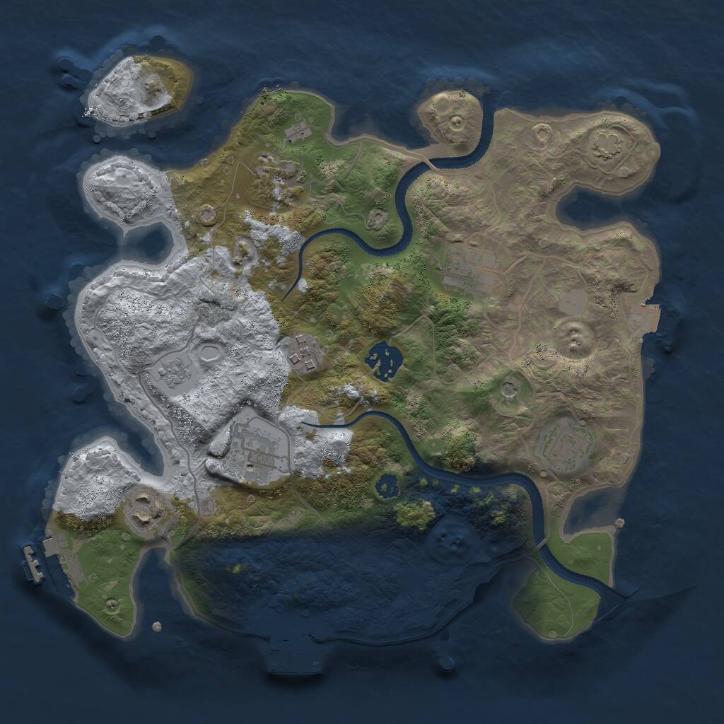 Rust Map: Procedural Map, Size: 3000, Seed: 48785, 13 Monuments