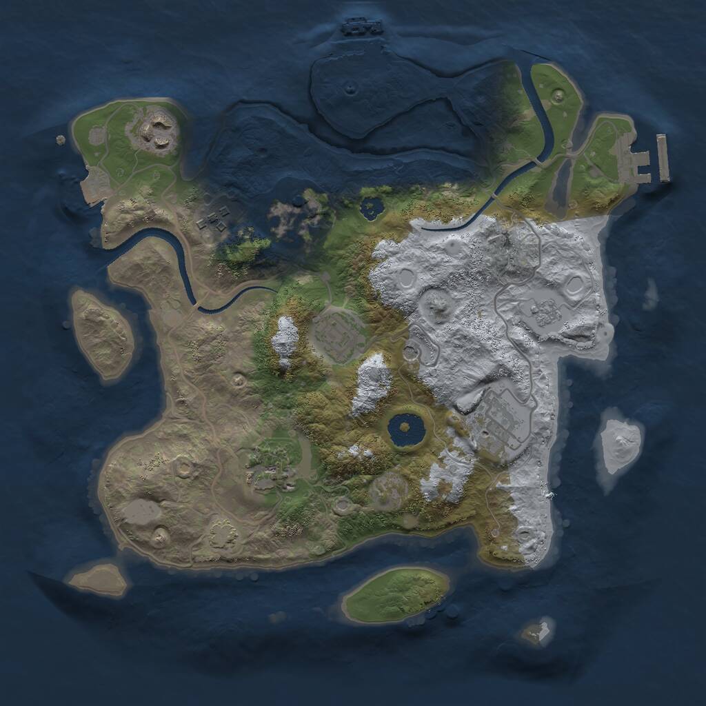 Rust Map: Procedural Map, Size: 3000, Seed: 1299128393, 12 Monuments