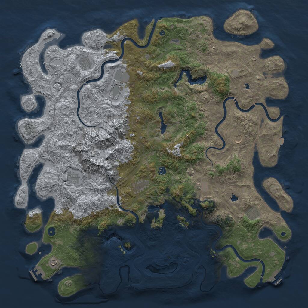 Rust Map: Procedural Map, Size: 5500, Seed: 96537215, 17 Monuments