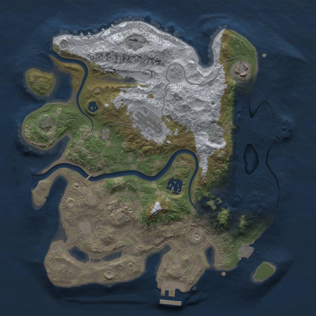 Rust Map: Procedural Map, Size: 3000, Seed: 2030963349, 11 Monuments
