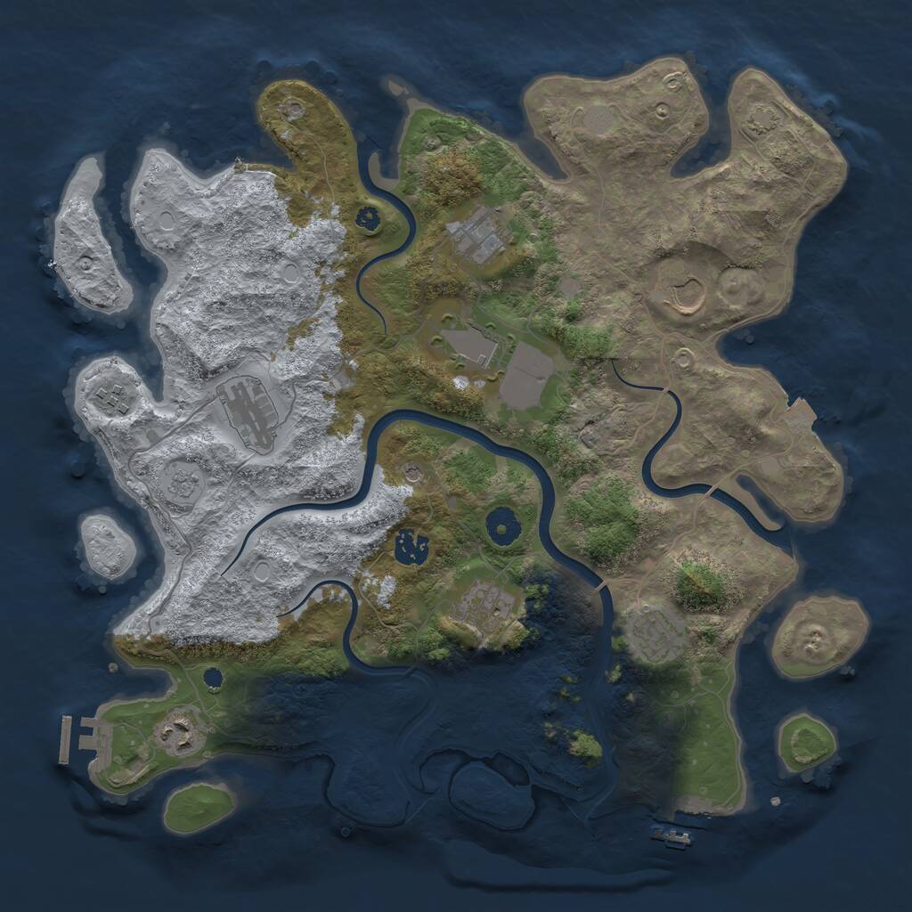 Rust Map: Procedural Map, Size: 3800, Seed: 2091903491, 15 Monuments