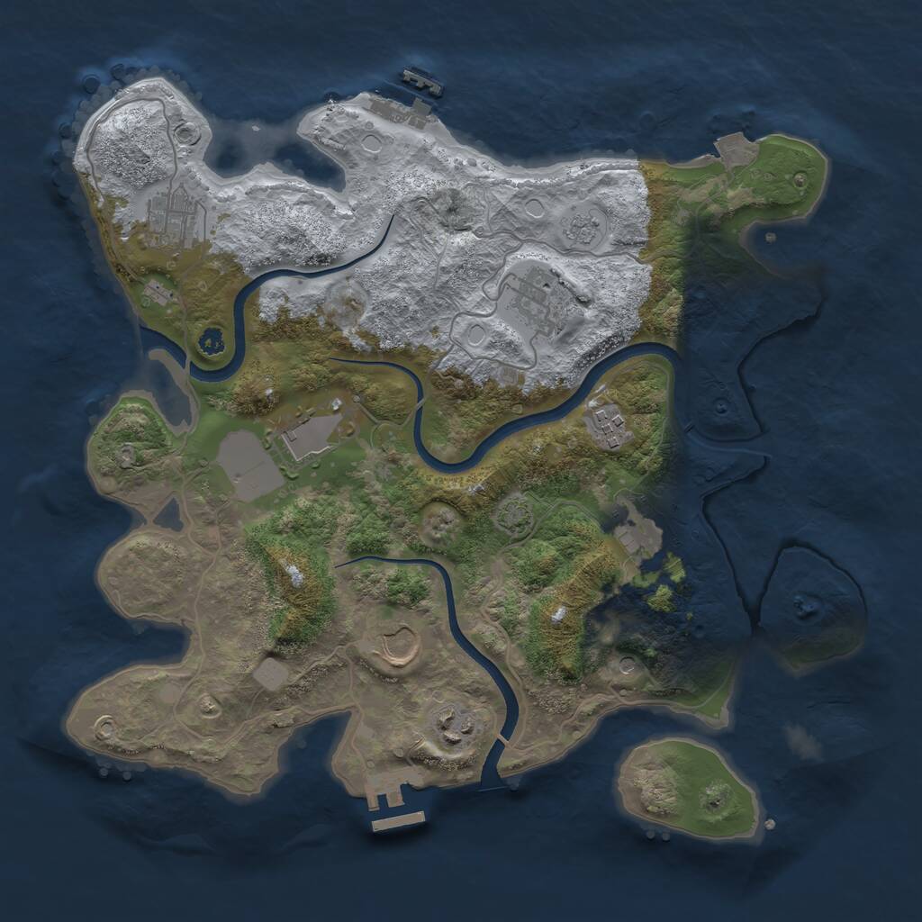 Rust Map: Procedural Map, Size: 3500, Seed: 2021802775, 13 Monuments