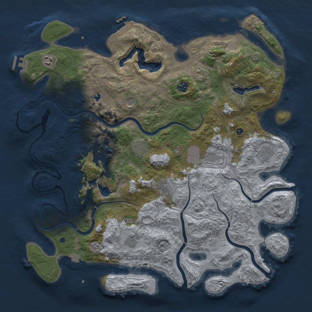 Rust Map: Procedural Map, Size: 4500, Seed: 520796232, 17 Monuments