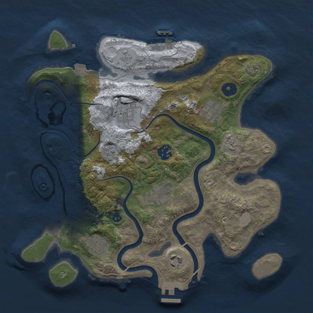 Rust Map: Procedural Map, Size: 3250, Seed: 1999066092, 13 Monuments