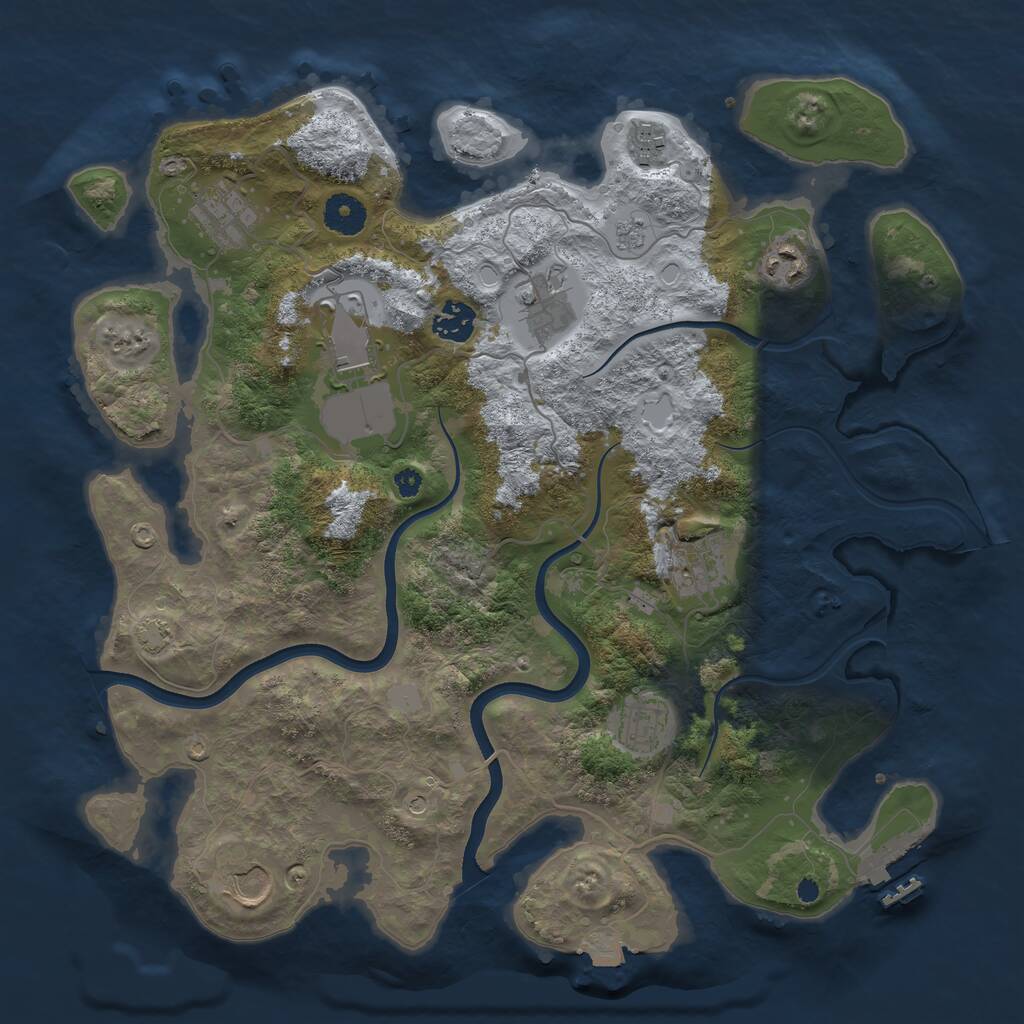 Rust Map: Procedural Map, Size: 3700, Seed: 676767, 14 Monuments