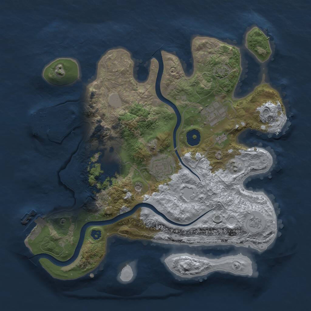Rust Map: Procedural Map, Size: 3000, Seed: 123243, 9 Monuments
