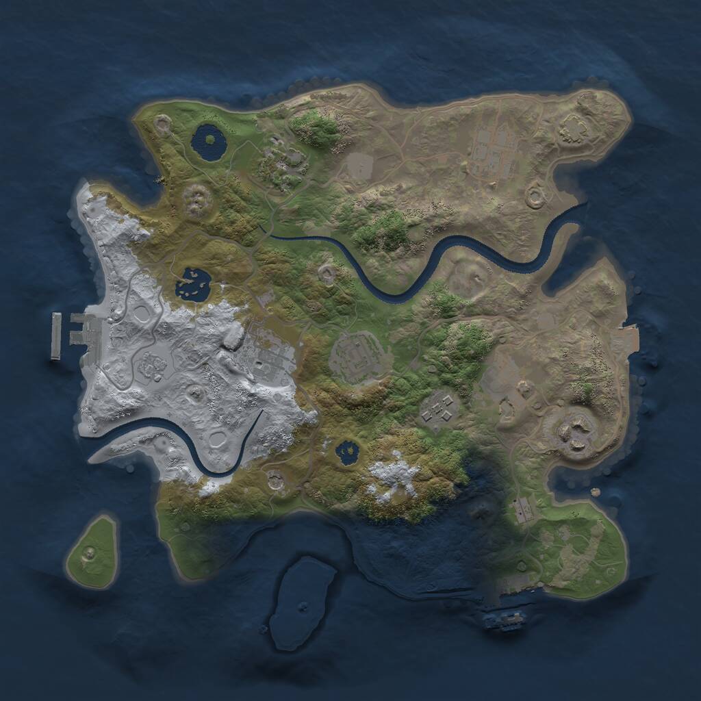 Rust Map: Procedural Map, Size: 3000, Seed: 37474, 14 Monuments