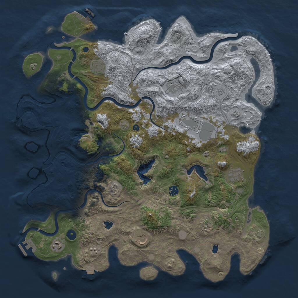 Rust Map: Procedural Map, Size: 4500, Seed: 1453906765, 15 Monuments