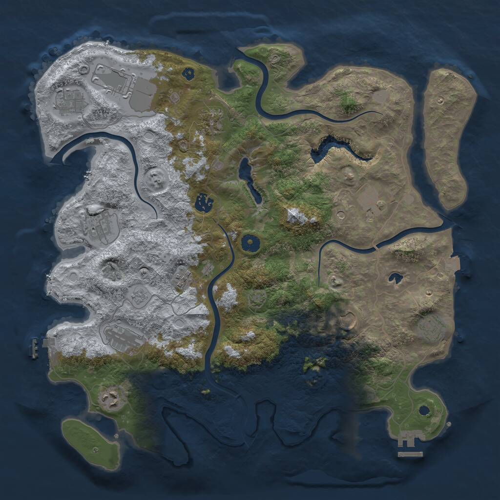 Rust Map: Procedural Map, Size: 4050, Seed: 767339257, 17 Monuments