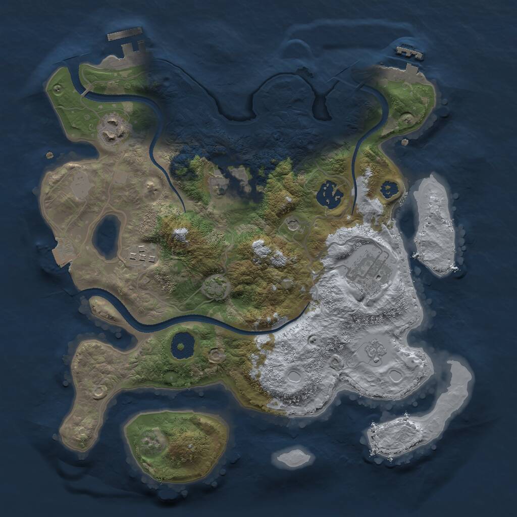Rust Map: Procedural Map, Size: 3000, Seed: 2965384, 11 Monuments
