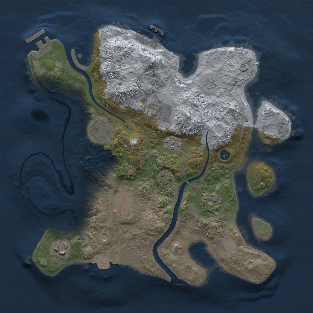 Rust Map: Procedural Map, Size: 3000, Seed: 1409624613, 12 Monuments