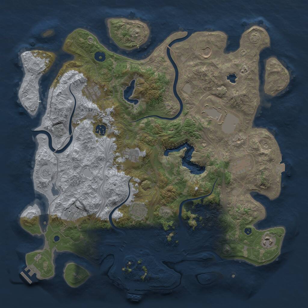 Rust Map: Procedural Map, Size: 4250, Seed: 46754, 16 Monuments