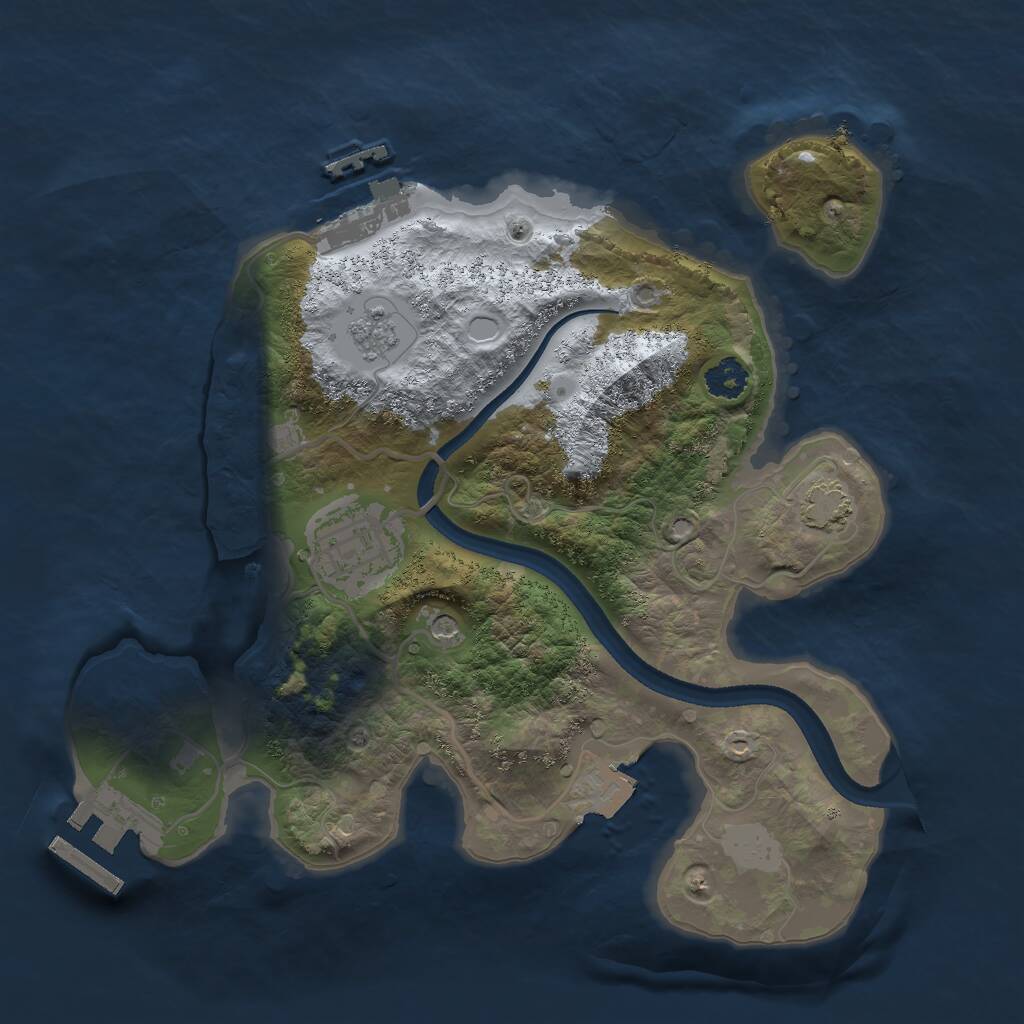 Rust Map: Procedural Map, Size: 2500, Seed: 905901049, 7 Monuments