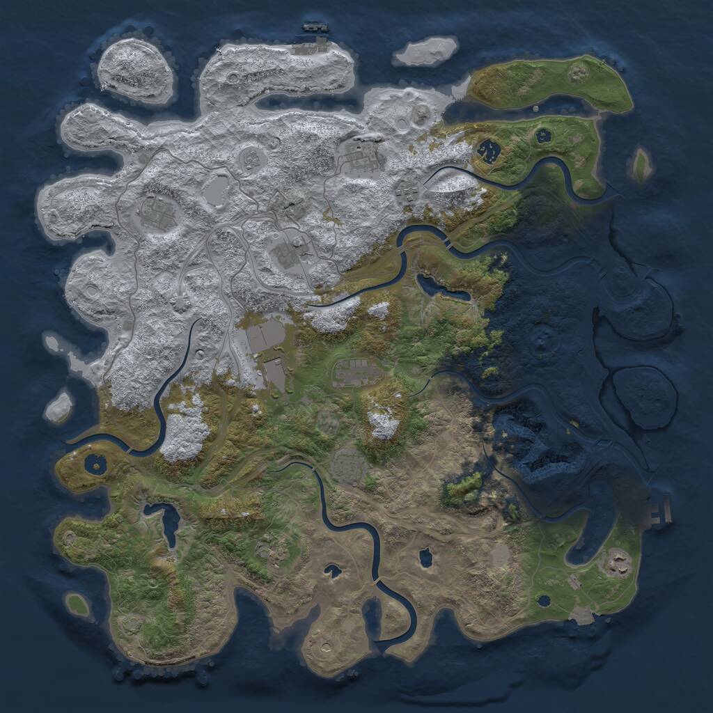 Rust Map: Procedural Map, Size: 4800, Seed: 229922957, 16 Monuments