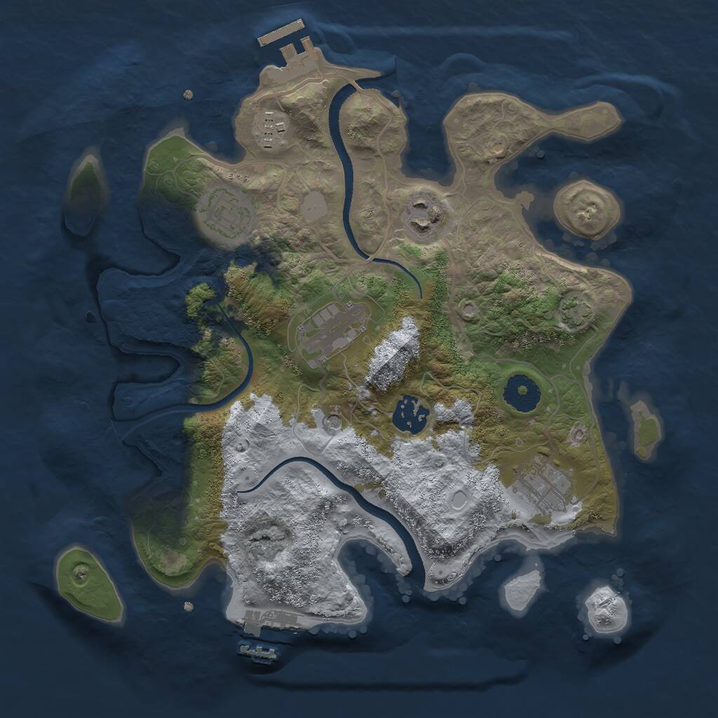 Rust Map: Procedural Map, Size: 3000, Seed: 594671, 11 Monuments
