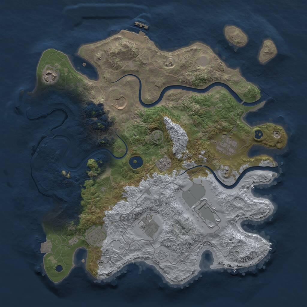 Rust Map: Procedural Map, Size: 3500, Seed: 29694716, 13 Monuments