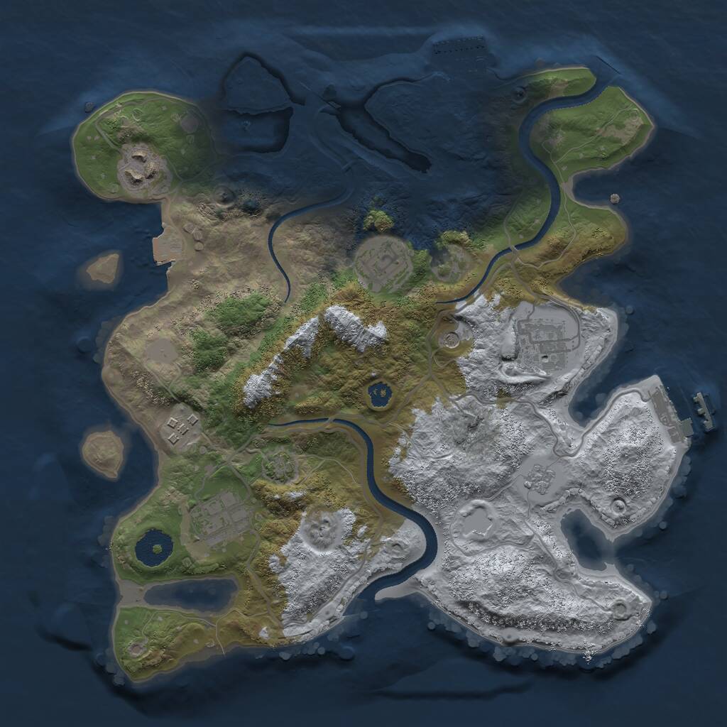 Rust Map: Procedural Map, Size: 3000, Seed: 1154759040, 11 Monuments