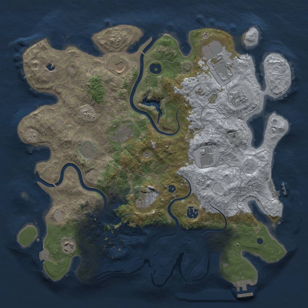 Rust Map: Procedural Map, Size: 4000, Seed: 41870780, 16 Monuments