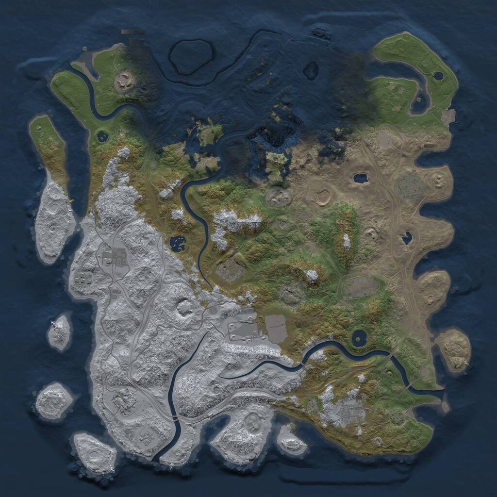 Rust Map: Procedural Map, Size: 4500, Seed: 119743431, 17 Monuments