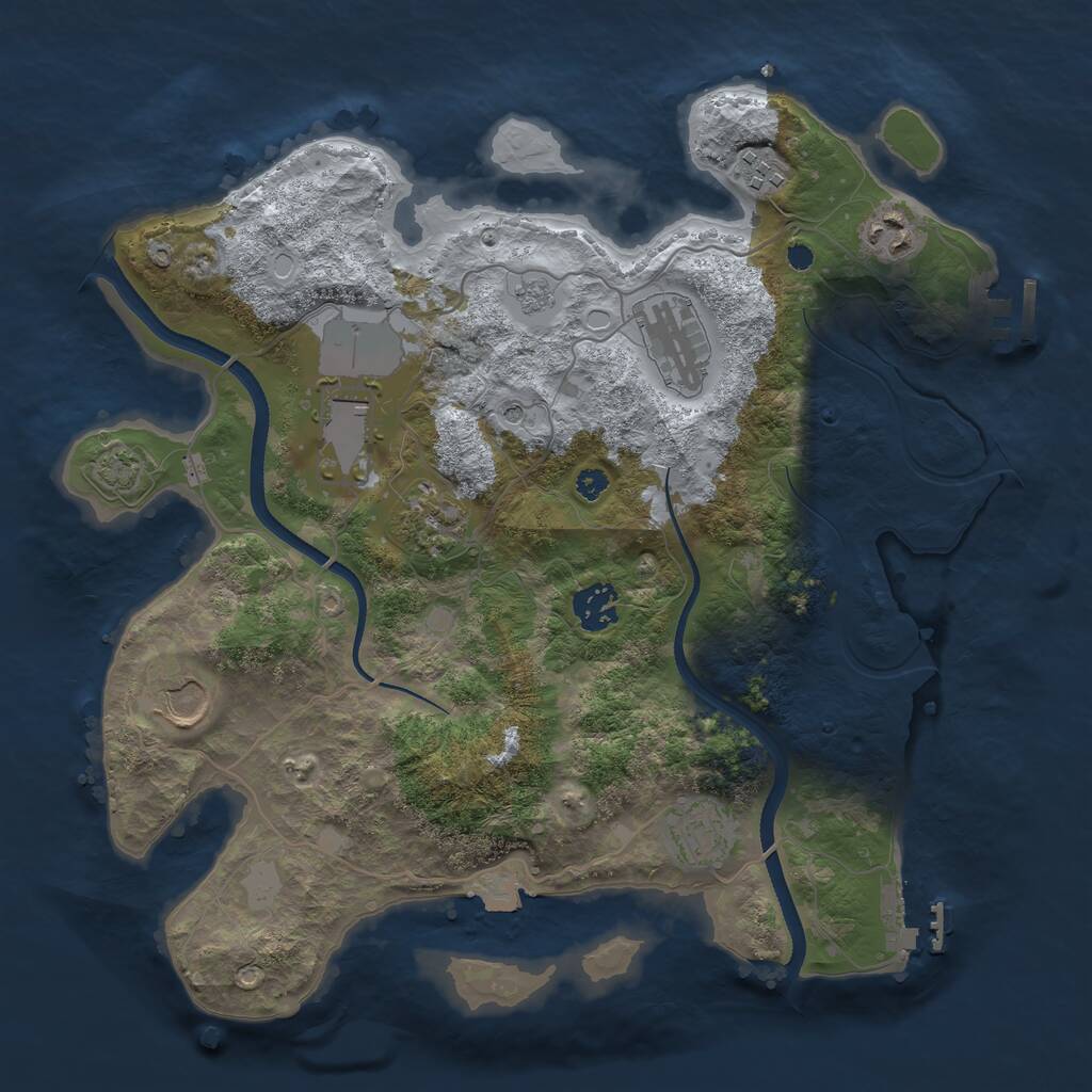 Rust Map: Procedural Map, Size: 3500, Seed: 1326029496, 14 Monuments