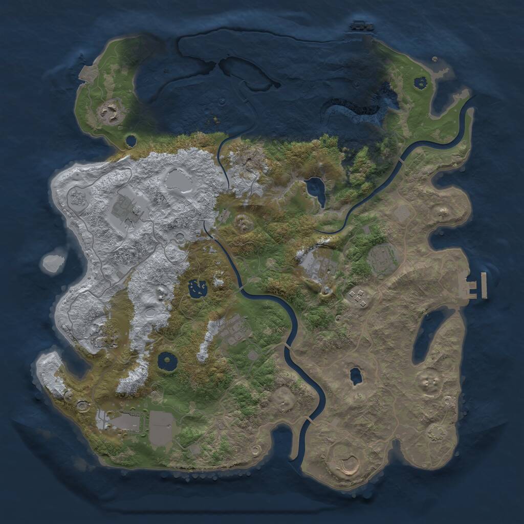 Rust Map: Procedural Map, Size: 4000, Seed: 17653422, 16 Monuments