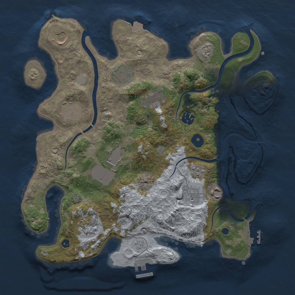 Rust Map: Procedural Map, Size: 3500, Seed: 492755729, 16 Monuments