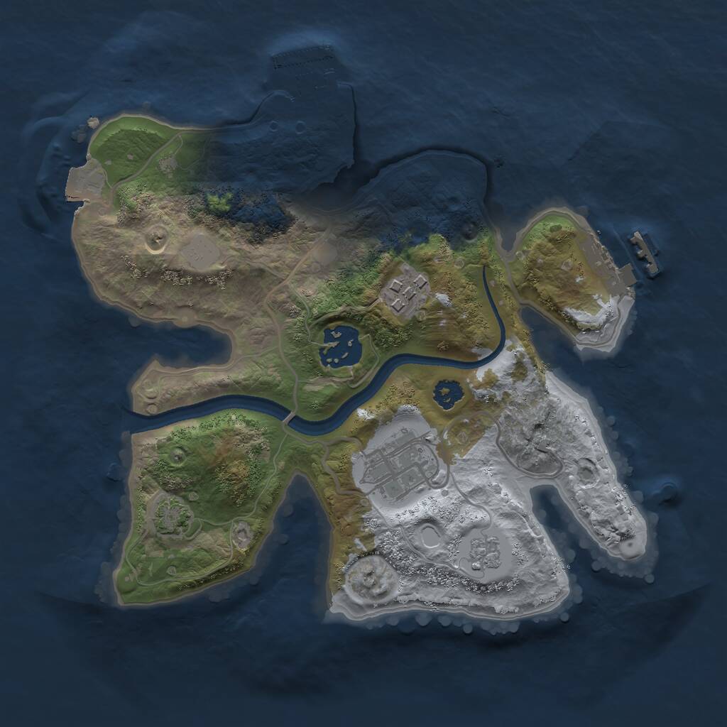 Rust Map: Procedural Map, Size: 2500, Seed: 200173, 8 Monuments
