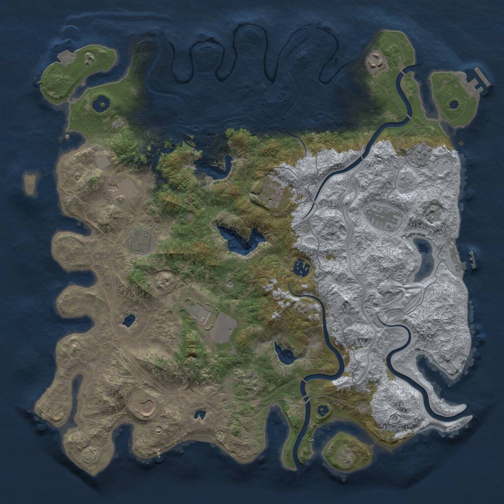 Rust Map: Procedural Map, Size: 4500, Seed: 1475057622, 16 Monuments