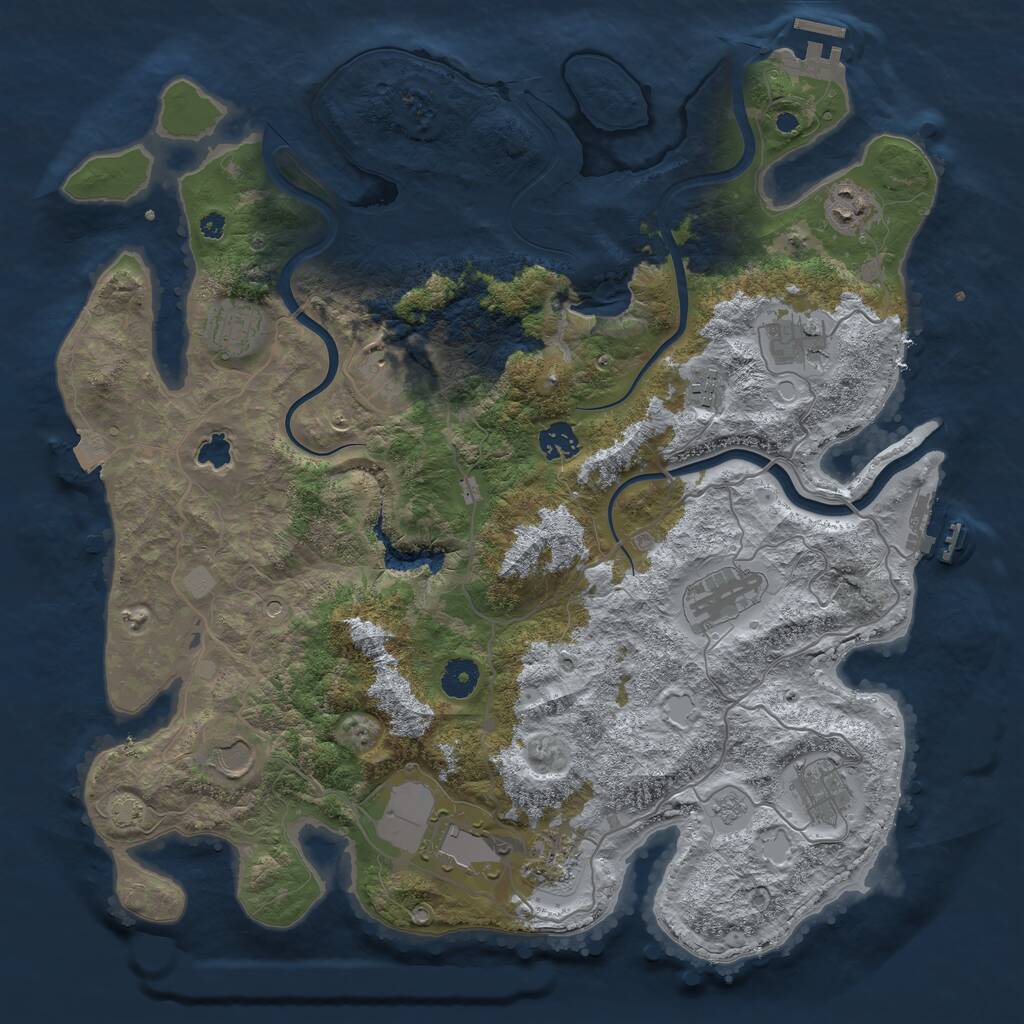 Rust Map: Procedural Map, Size: 4000, Seed: 1044220095, 17 Monuments
