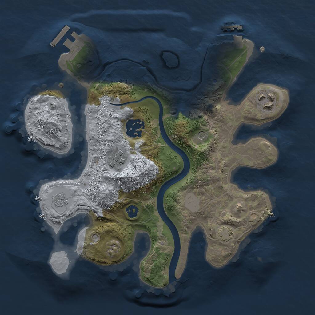 Rust Map: Procedural Map, Size: 2500, Seed: 1388169736, 9 Monuments