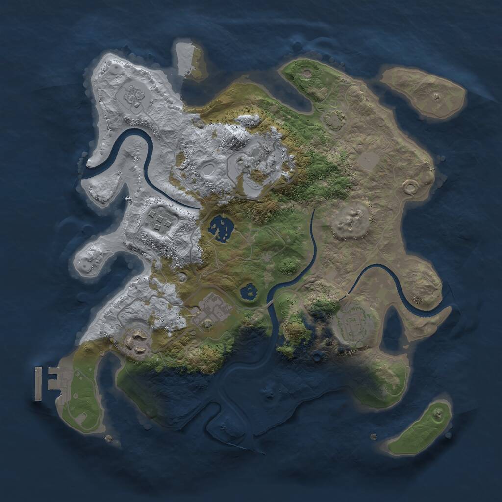 Rust Map: Procedural Map, Size: 3000, Seed: 42022, 10 Monuments