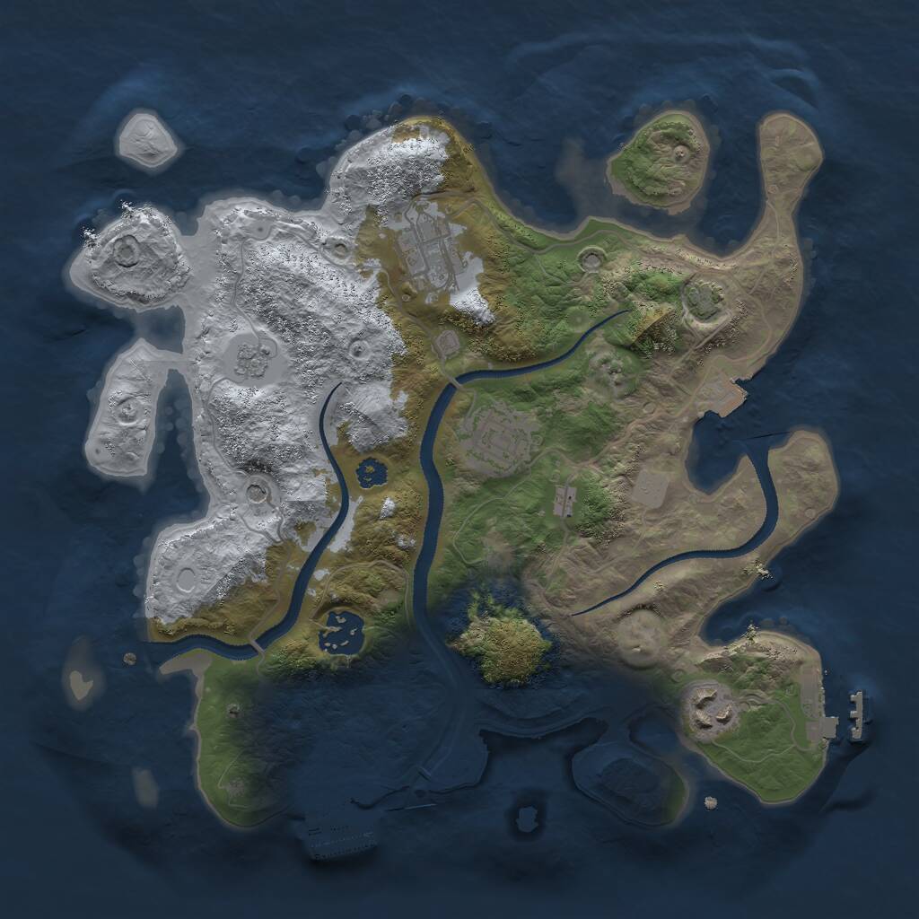 Rust Map: Procedural Map, Size: 3000, Seed: 45789, 10 Monuments
