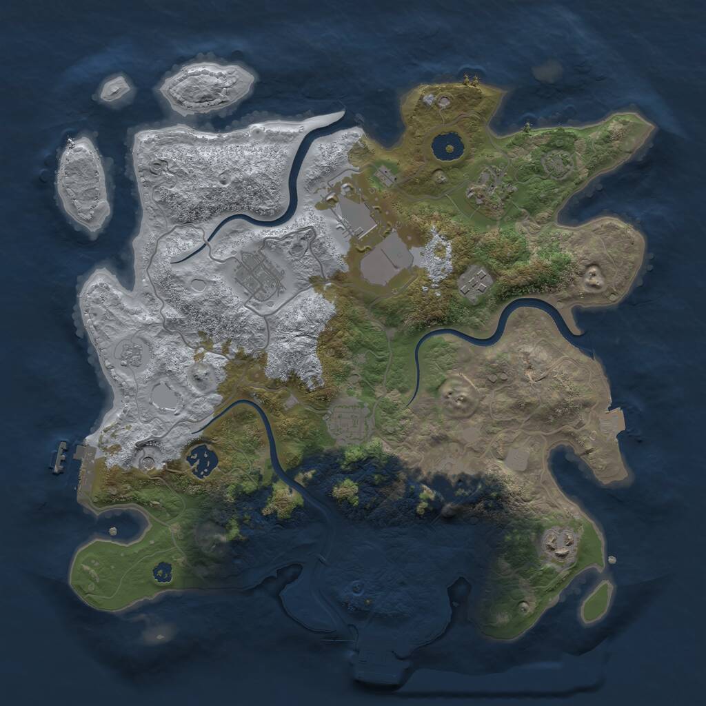 Rust Map: Procedural Map, Size: 3500, Seed: 56398730, 14 Monuments