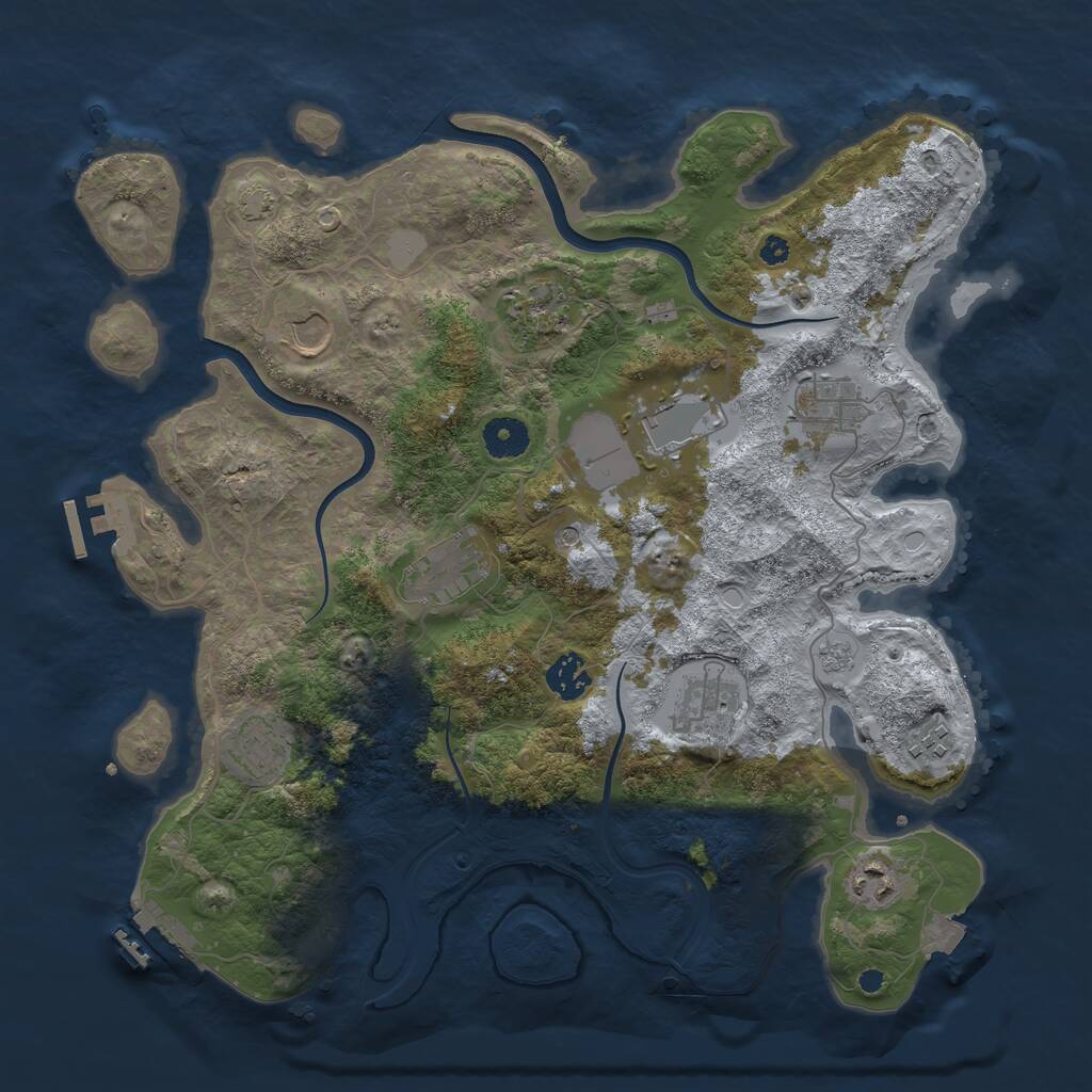 Rust Map: Procedural Map, Size: 3750, Seed: 952110988, 16 Monuments