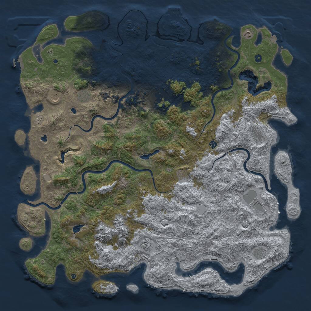 Rust Map: Procedural Map, Size: 6000, Seed: 1097623419, 17 Monuments