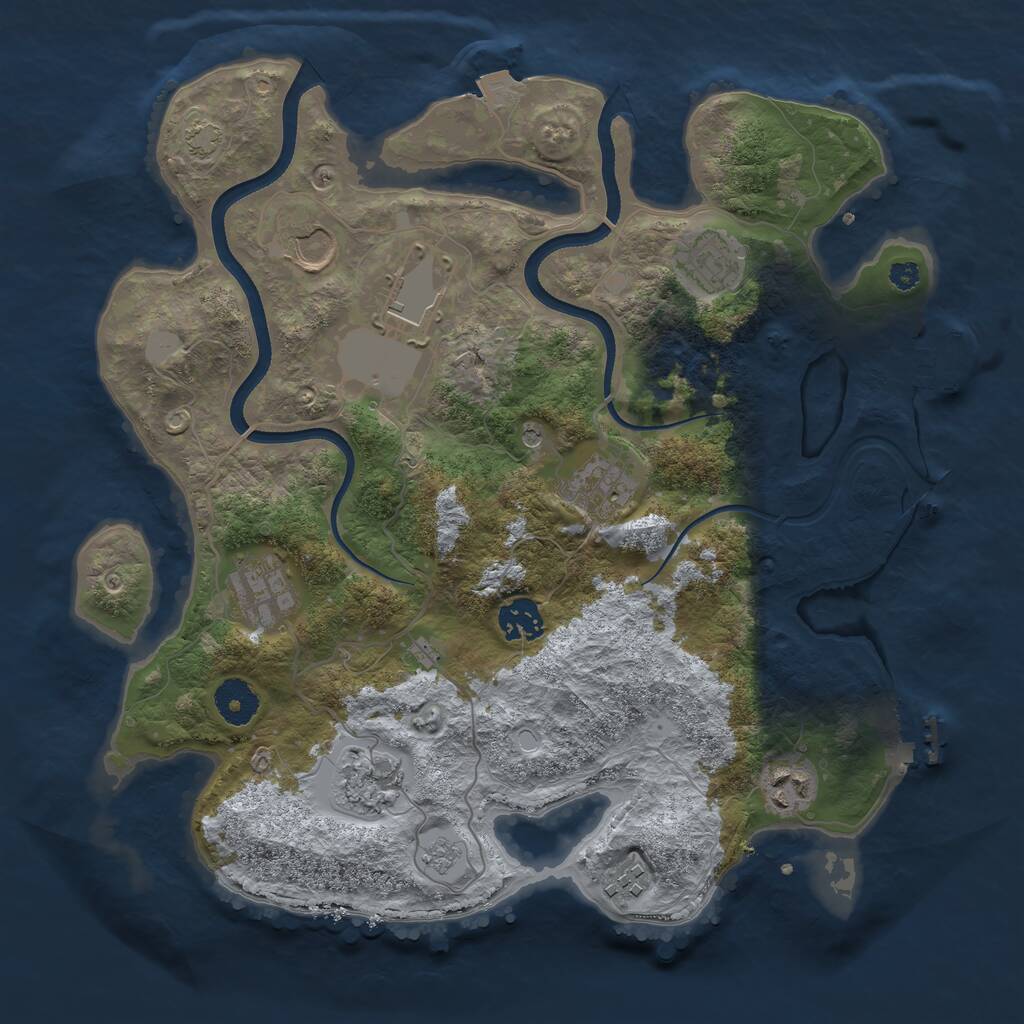 Rust Map: Procedural Map, Size: 3500, Seed: 890652, 15 Monuments