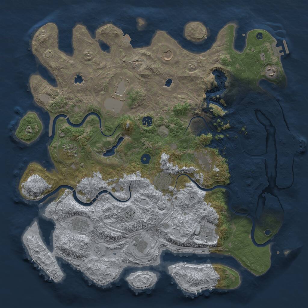 Rust Map: Procedural Map, Size: 4500, Seed: 1569274529, 17 Monuments