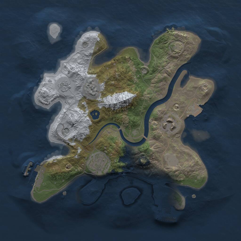 Rust Map: Procedural Map, Size: 2500, Seed: 50056, 8 Monuments