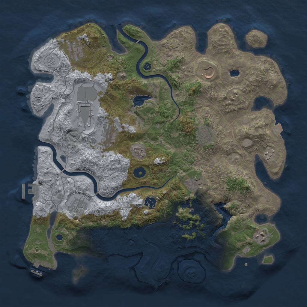 Rust Map: Procedural Map, Size: 4000, Seed: 1425275171, 16 Monuments