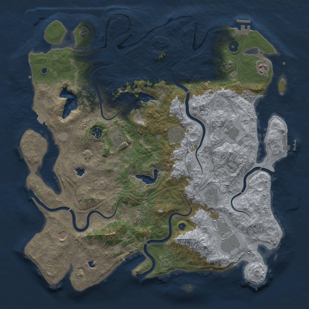 Rust Map: Procedural Map, Size: 4500, Seed: 582751, 16 Monuments