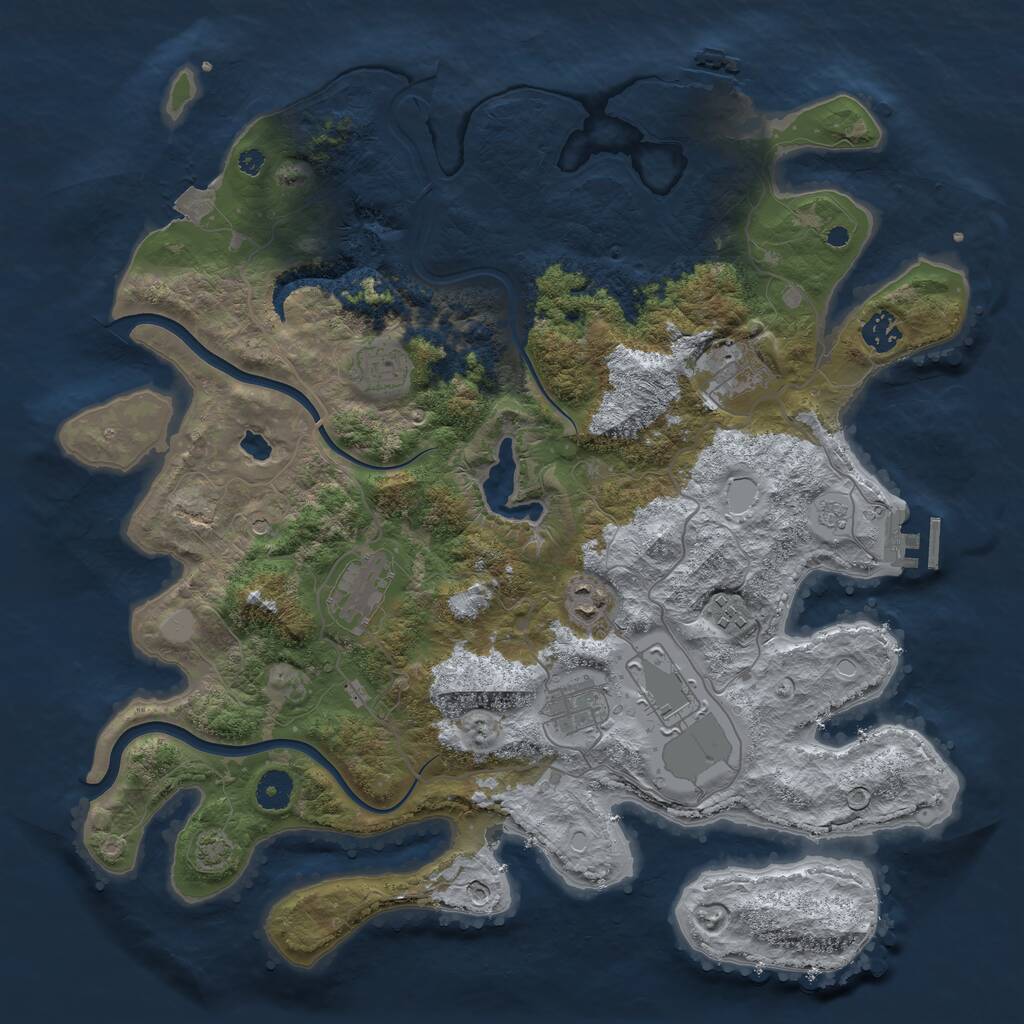 Rust Map: Procedural Map, Size: 4000, Seed: 92782552, 14 Monuments