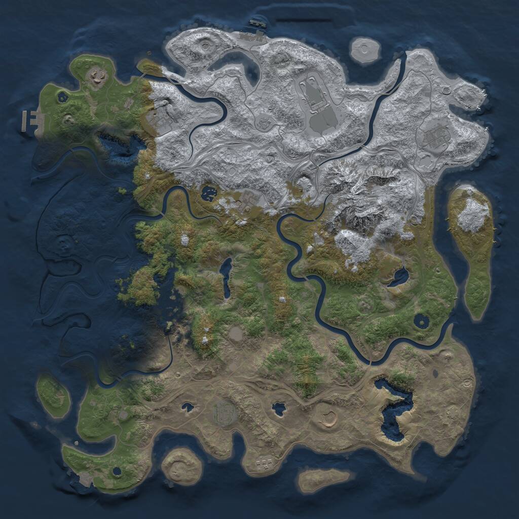 Rust Map: Procedural Map, Size: 5000, Seed: 1189906285, 16 Monuments