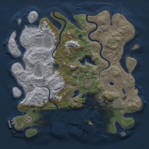 Thumbnail Rust Map: Procedural Map, Size: 4000, Seed: 2091903491, 14 Monuments