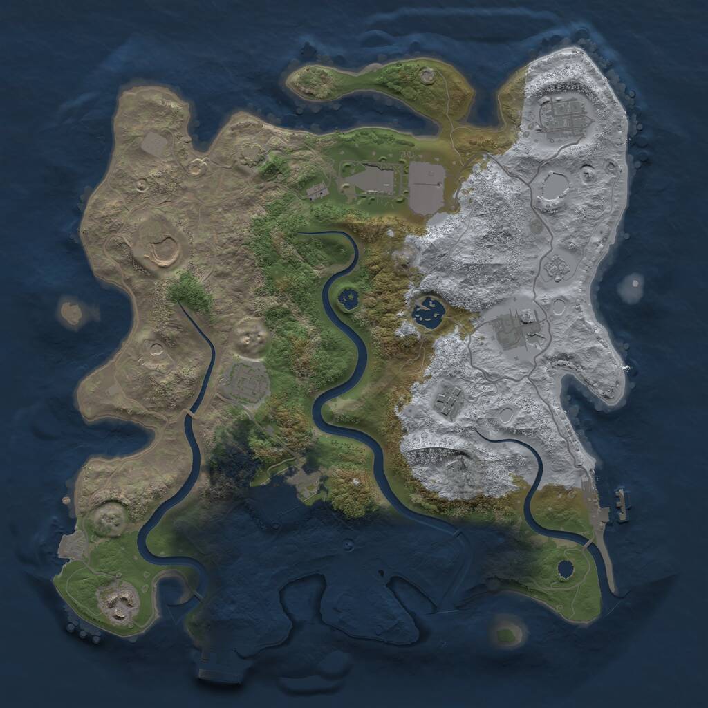 Rust Map: Procedural Map, Size: 3500, Seed: 873471291, 15 Monuments