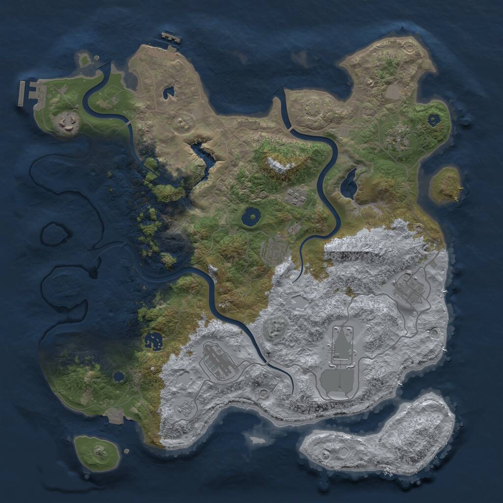 Rust Map: Procedural Map, Size: 4000, Seed: 847362915, 14 Monuments